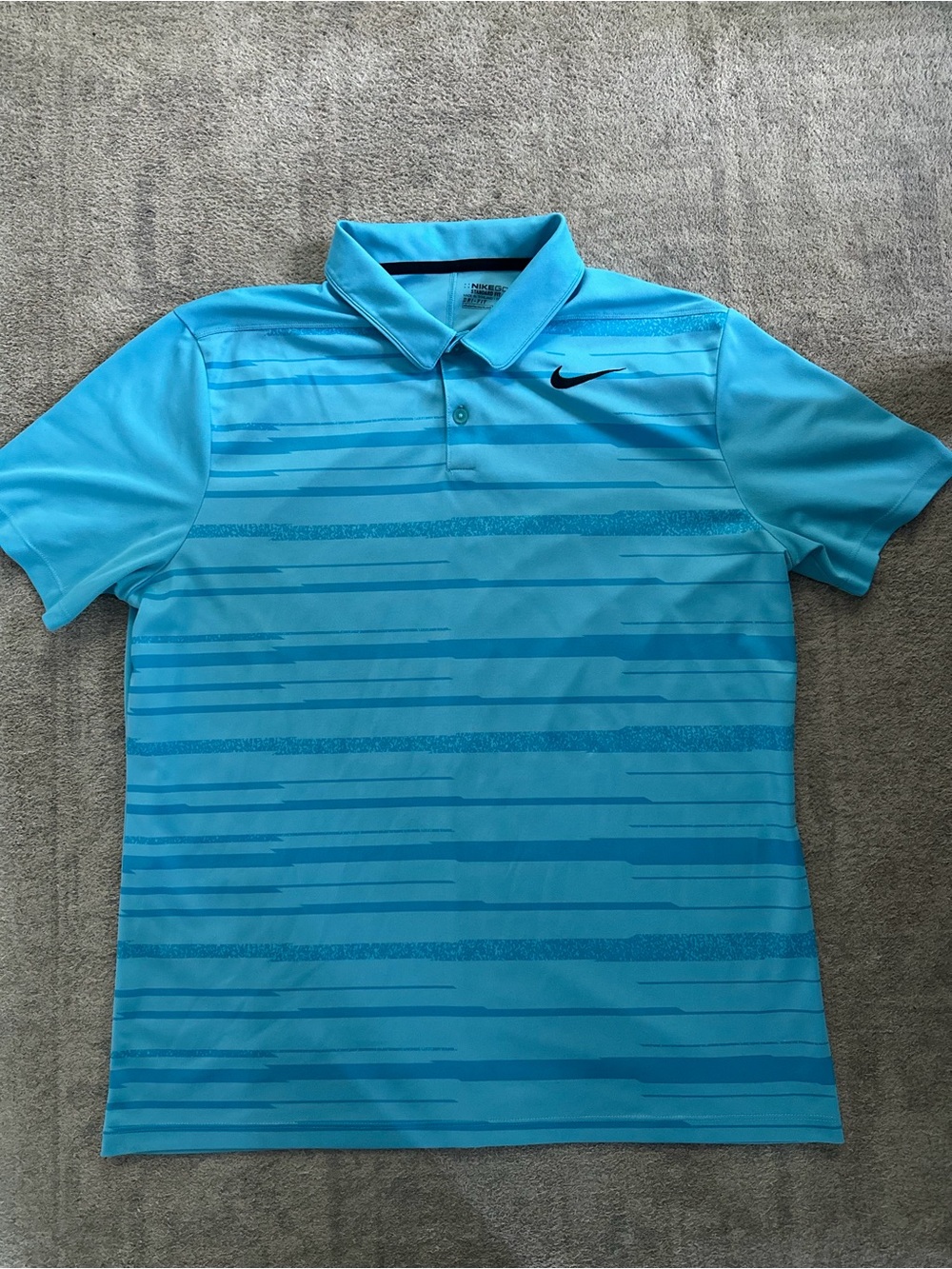 Nike Men’s Bright Aqua Blue Striped Polo